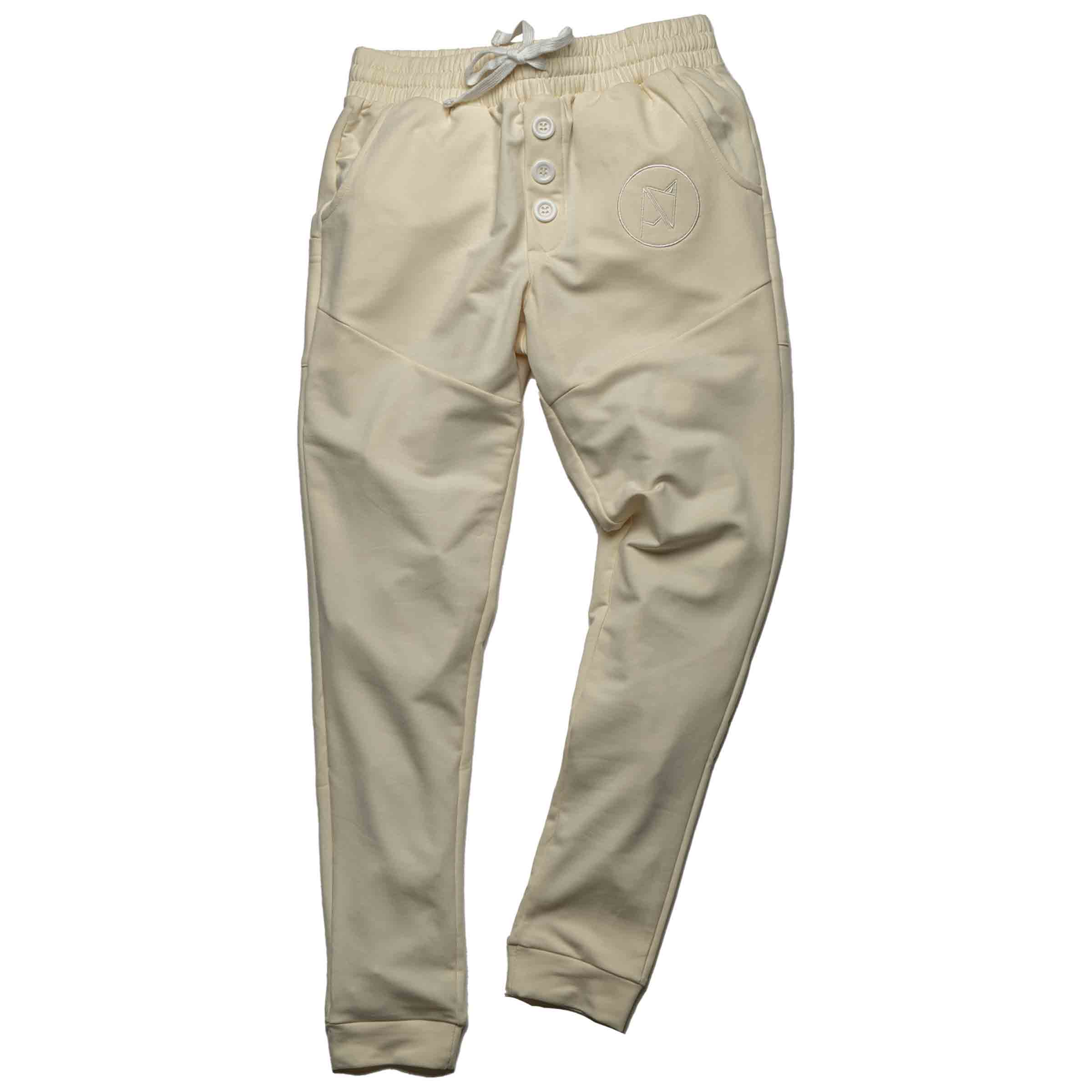 Androgynous Fox Jogger Sweats in Cream — androgynous pants