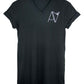 Black Androgynous Fox Badge Logo vneck