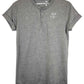 Grey triblend henley with cuffed sleeves and Androgynous Fox logo at chest