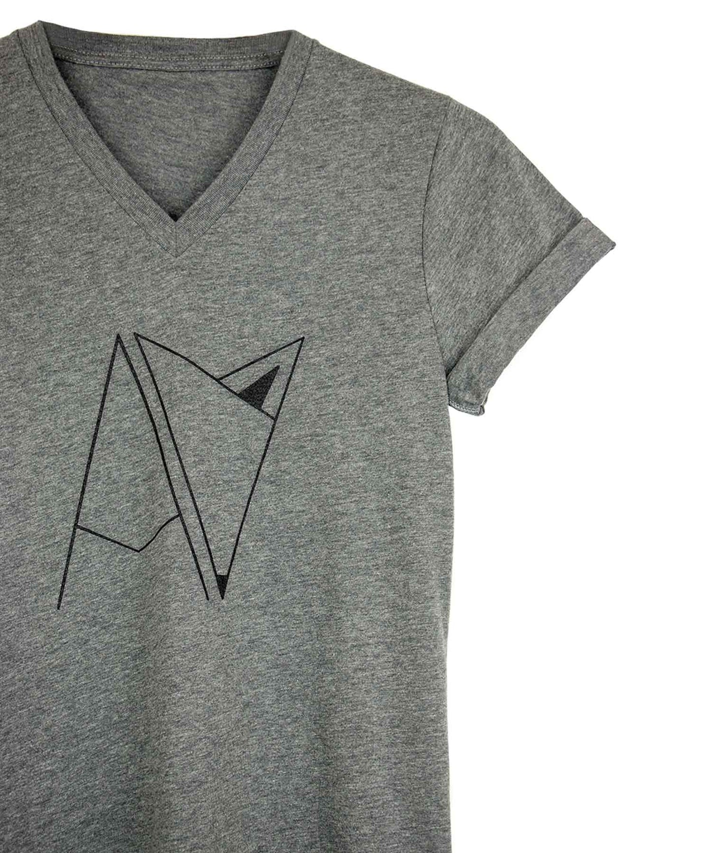 Grey Androgynous For Logo V-neck with cuffed sleeves
