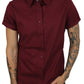 Red Swift fox short sleeve button up with cuffed sleeves by Androgynous Fox