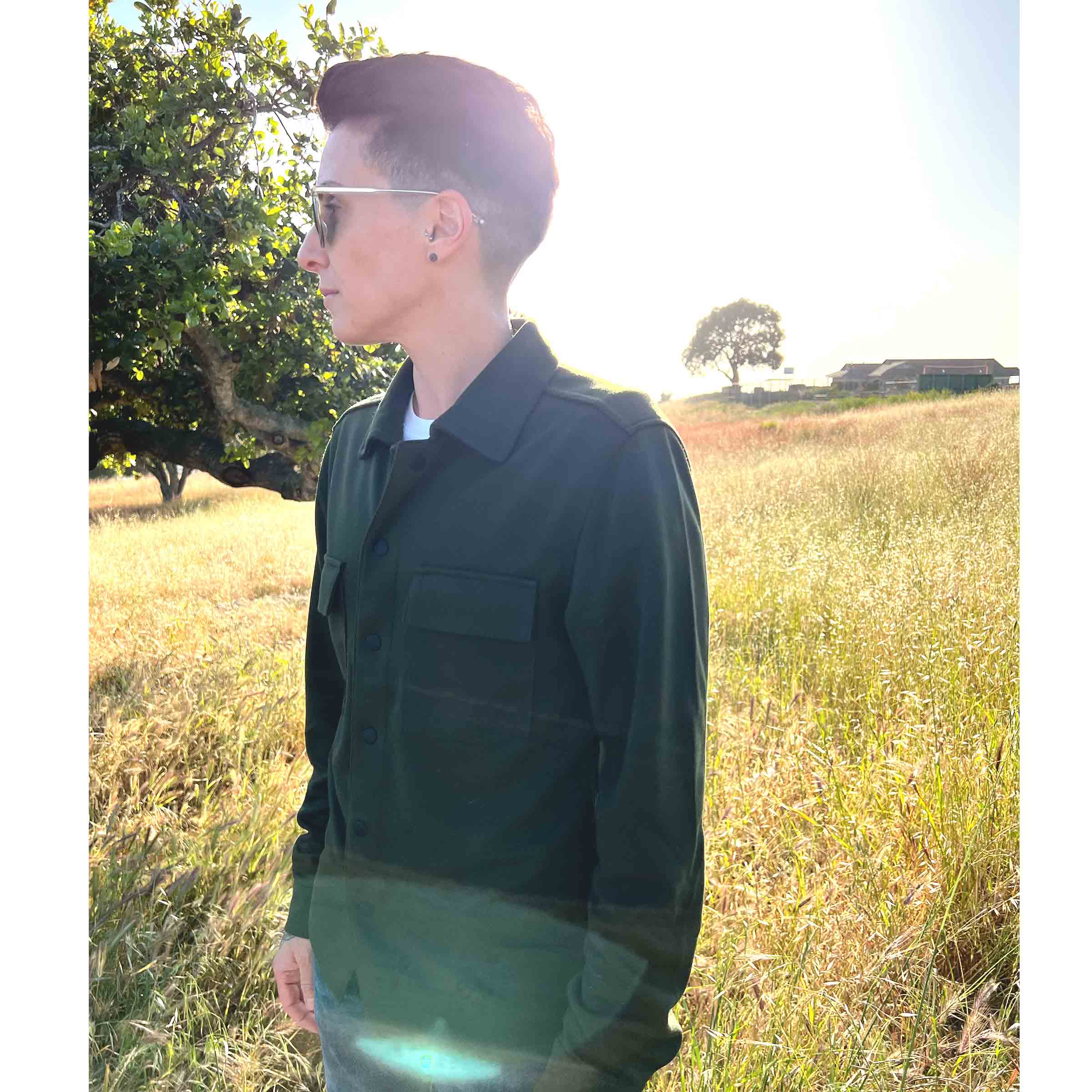 Shirt Jacket on model — Androgynous Fox gender neutral outerwear
