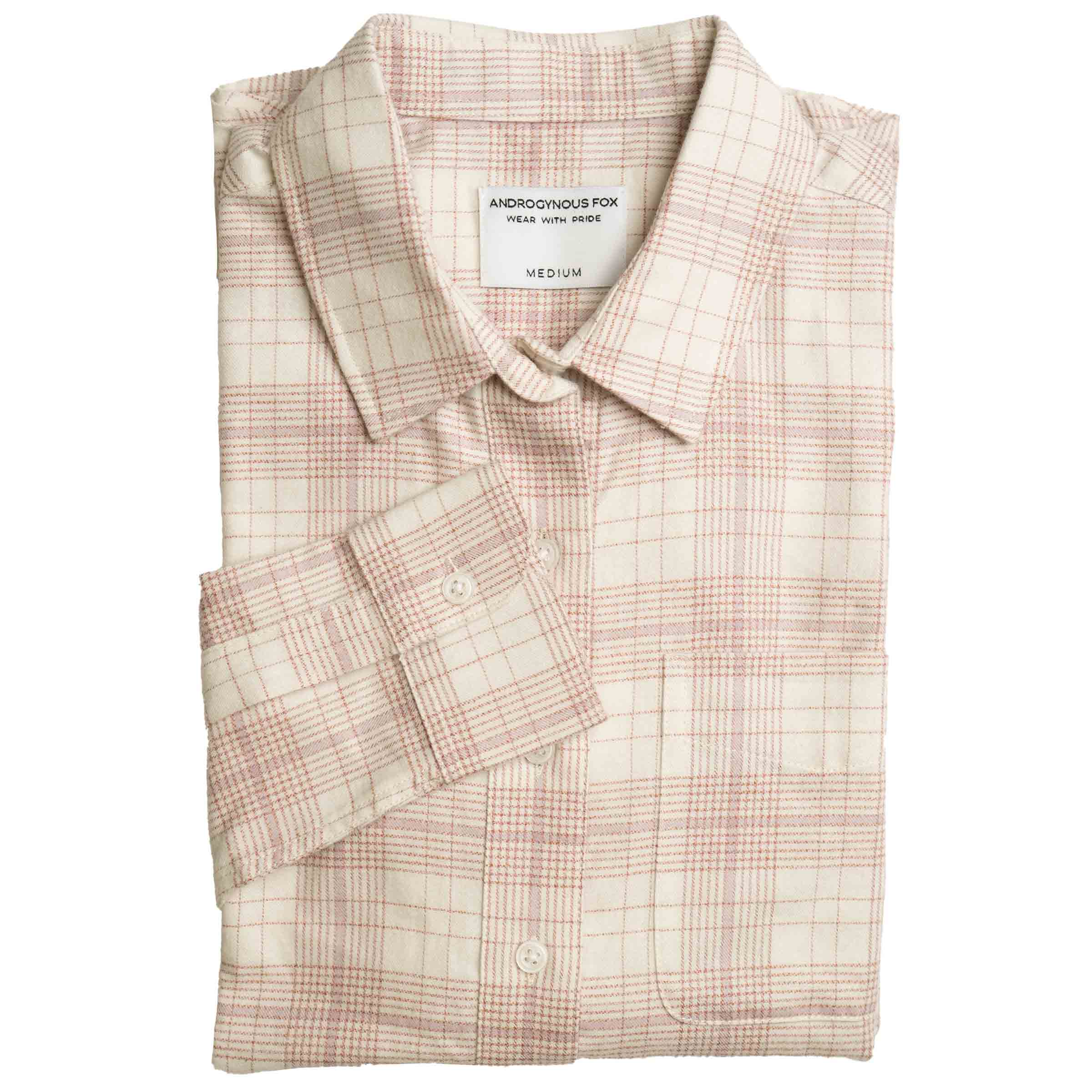 AF Tailored Flannel in The Cameron folded — gender neutral androgynous flannel shirt