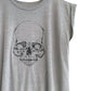 Androgynous Fox stone colored muscle tee with skull printed in black.